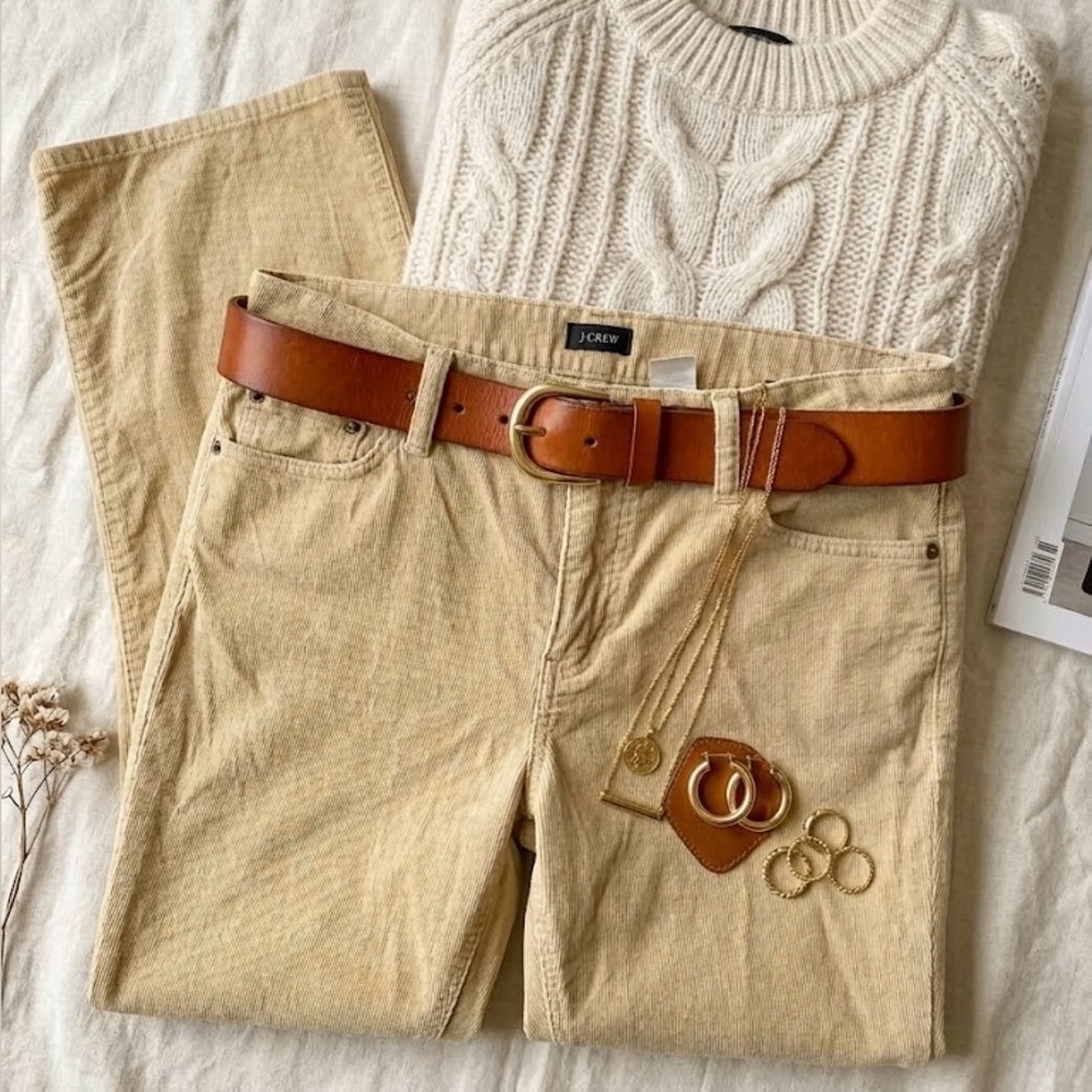 J.Crew 100% Cotton Corduroy Pants Yellow/tan Straight Leg Vintage Y2K Preppy